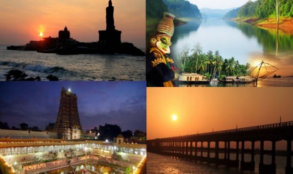 Trivandrum[1N]-Kanyakumari[1N]-Rameswaram[1N]-Madurai-Trichy[1N]-Tanjore-kumbakonam[1N]-chidambaram-pondicherry[2N]-mahabalipuram-chennai. [7nights- 8 Days].